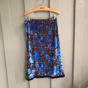 Vintage Y2k Floral Skirt sheer medium blue brown floral